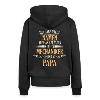 Mechaniker Werkstatt Automechaniker Auto Spruch - Frauen Premium Bio Hoodie - Schwarz - Hinten - Julia (174cm)
