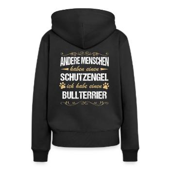 Bullterrier Hund Hundehalter - Frauen Premium Bio Hoodie - Schwarz - Hinten - Julia (174cm)