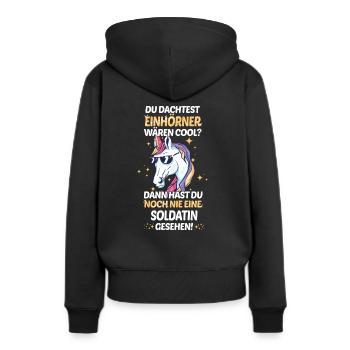 Soldat Militär Armee Soldaten Offizier Spruch - Frauen Premium Bio Hoodie - Schwarz - Hinten - Julia (174cm)