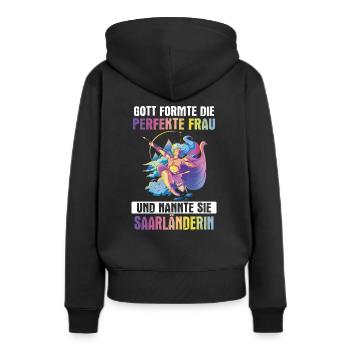 Saarland Saarländerin Saarländer Spruch - Frauen Premium Bio Hoodie - Schwarz - Hinten - Julia (174cm)
