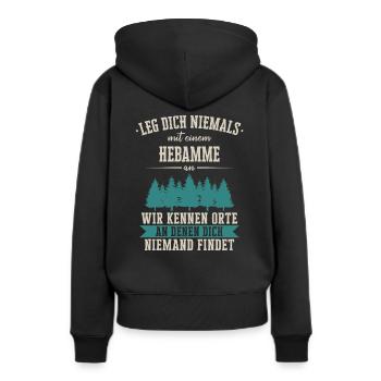 Hebamme Hebammen Entbindungspflegerin Beruf Spruch - Frauen Premium Bio Hoodie - Schwarz - Hinten - Julia (174cm)