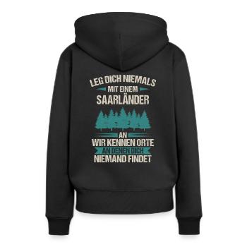 Saarland Saarländerin Saarländer Spruch - Frauen Premium Bio Hoodie - Schwarz - Hinten - Julia (174cm)