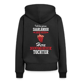 Saarland Saarländerin Saarländer Spruch - Frauen Premium Bio Hoodie - Schwarz - Hinten - Julia (174cm)