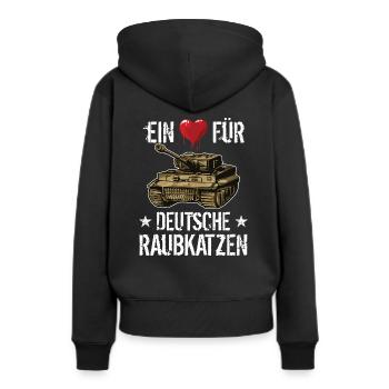 Panzer Tiger Kampfpanzer Weltkrieg Spruch - Frauen Premium Bio Hoodie - Schwarz - Hinten - Julia (174cm)