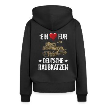 Panzer Tiger Kampfpanzer Weltkrieg Spruch - Frauen Premium Bio Hoodie - Schwarz - Hinten - Julia (174cm)