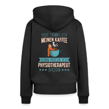 Physiotherapeut Physio Praxis Physiotherapie - Frauen Premium Bio Hoodie - Schwarz - Hinten - Julia (174cm)