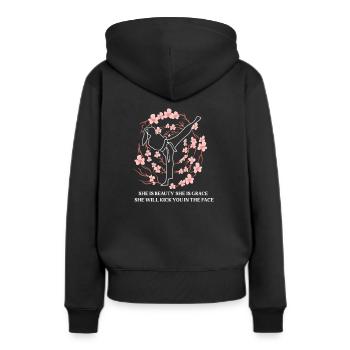 She Is Beauty She Is Grace She Will Kick You In - Frauen Premium Bio Hoodie - Schwarz - Hinten - Julia (174cm)