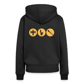 Klempner I Heizungsbauer Heizung Motiv für - Frauen Premium Bio Hoodie - Schwarz - Hinten - Julia (174cm)