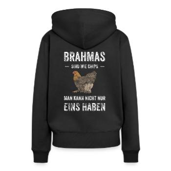 Brahma Hühner I Chicken Geflügel Motiv für - Frauen Premium Bio Hoodie - Schwarz - Hinten - Julia (174cm)