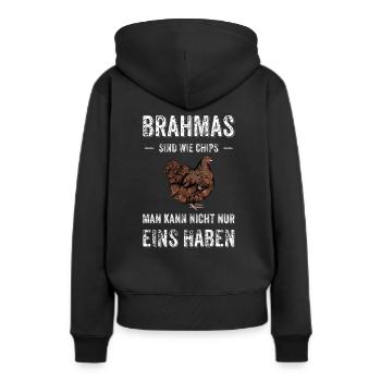 Brahma Hühner I Chicken Geflügel Motiv für - Frauen Premium Bio Hoodie - Schwarz - Hinten - Julia (174cm)