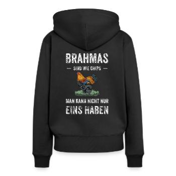 Brahma Hühner I Chicken Geflügel Motiv für - Frauen Premium Bio Hoodie - Schwarz - Hinten - Julia (174cm)