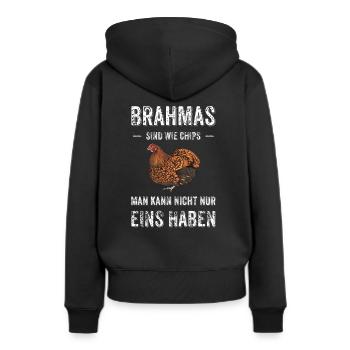 Brahma Hühner I Chicken Geflügel Motiv für - Frauen Premium Bio Hoodie - Schwarz - Hinten - Julia (174cm)