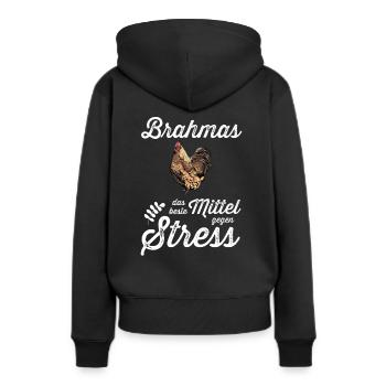 Brahma Hühner I Chicken Geflügel Motiv für - Frauen Premium Bio Hoodie - Schwarz - Hinten - Julia (174cm)