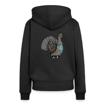 Auerhahn I Hühnervogel Auerhuhn Motiv für Jäger - Frauen Premium Bio Hoodie - Schwarz - Hinten - Julia (174cm)