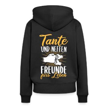 Tante Neffe Freunde fürs Leben zweifache Tante - Frauen Premium Bio Hoodie - Schwarz - Hinten - Julia (174cm)