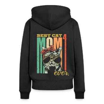 Best Cat Mom ever 4 Katzen vierfache Katzenmama - Frauen Premium Bio Hoodie - Schwarz - Hinten - Julia (174cm)