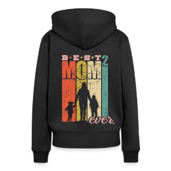 Best Mom Ever zweifache Mama Mutter mit 2 Kinder - Frauen Premium Bio Hoodie - Schwarz - Hinten - Julia (174cm)