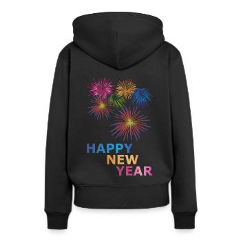 Bonne année bonne année - Sweat à capuche Premium bio Femme - noir - Dos - Julia (174cm)
