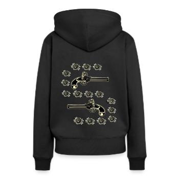 Pistole Schusswaffe Handfeuerwaffe Geschenk - Frauen Premium Bio Hoodie - Schwarz - Hinten - Julia (174cm)