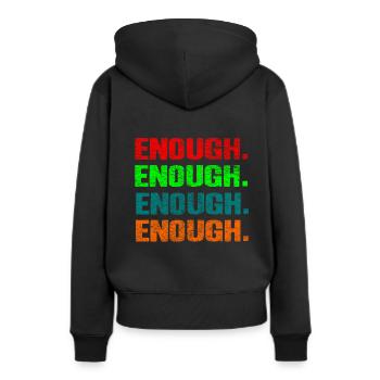 Gegen Rassismus - Frauen Premium Bio Hoodie - Schwarz - Hinten - Julia (174cm)