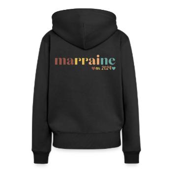 Marraine en 2024 cadeau pour marraine 2024 - Sweat à capuche Premium bio Femme - noir - Dos - Julia (174cm)
