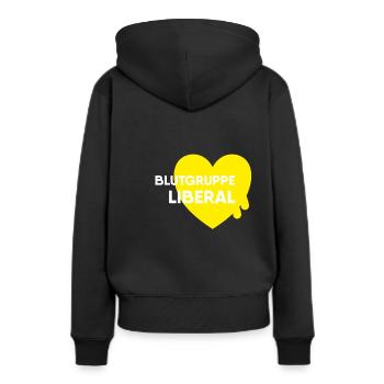 Groupe sanguin libéral - FDP JuLis Jeunes libéraux gratuits - Sweat à capuche Premium bio Femme - noir - Dos - Julia (174cm)