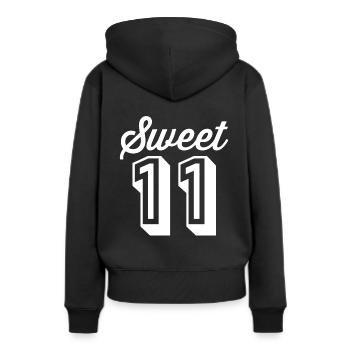 Fille d’anniversaire 11 ans - Sweat à capuche Premium bio Femme - noir - Dos - Julia (174cm)