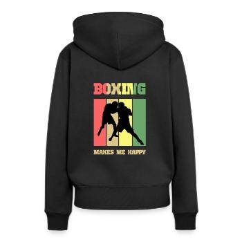 boxe boxeur combat de boxe - Sweat à capuche Premium bio Femme - noir - Dos - Julia (174cm)