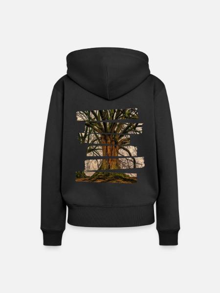 Arbre de vie paysage - Sweat à capuche Premium bio Femme - noir