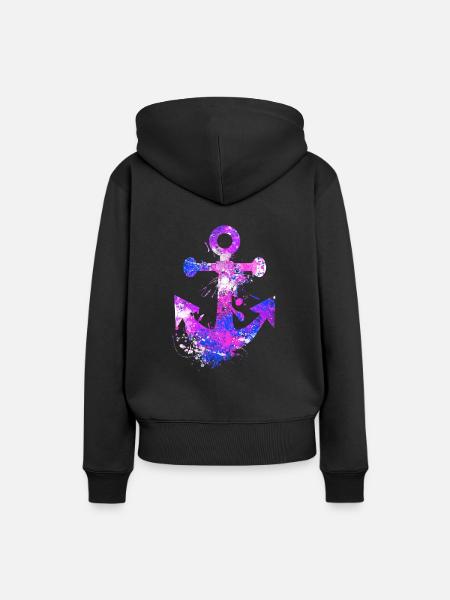 Anker - Frauen Premium Bio Hoodie - Schwarz