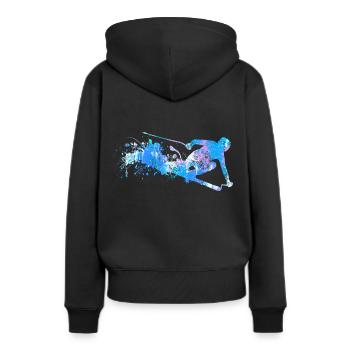 Ski - Frauen Premium Bio Hoodie - Schwarz - Hinten - Julia (174cm)