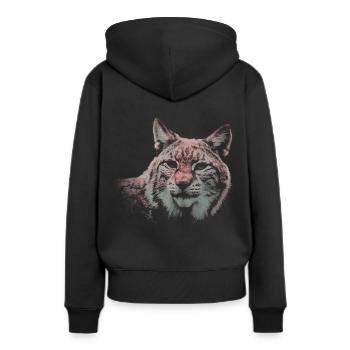 le lynx sauvage chat sauvage - Sweat à capuche Premium bio Femme - noir - Dos - Julia (174cm)