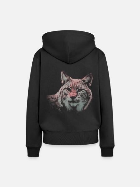 das wilde tier Luchs Wildkatze - Frauen Premium Bio Hoodie - Schwarz