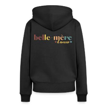 Belle-mère d' amour cadeau pour belle-maman - Sweat à capuche Premium bio Femme - noir - Dos - Julia (174cm)
