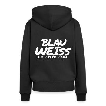 Bleu Blanc Blanc Football Football - Sweat à capuche Premium bio Femme - noir - Dos - Julia (174cm)