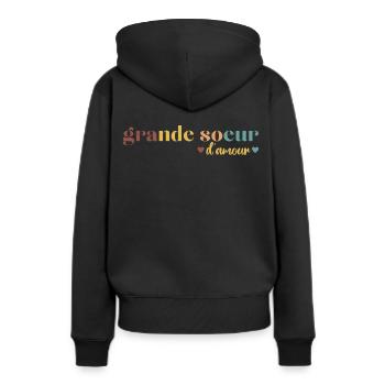 Grande soeur d' amour cadeau pour grande soeur - Sweat à capuche Premium bio Femme - noir - Dos - Julia (174cm)