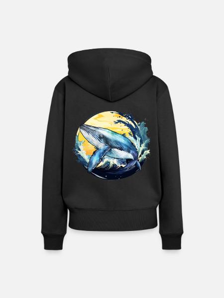 Blauwal - Frauen Premium Bio Hoodie - Schwarz