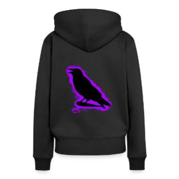 Krähe Rabe Lila und Schwarz Umriss - Frauen Premium Bio Hoodie - Schwarz - Hinten - Julia (174cm)