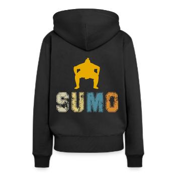 Sumo - Frauen Premium Bio Hoodie - Schwarz - Hinten - Julia (174cm)