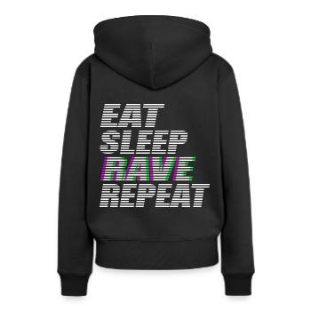eat sleep rave repeat techno dj rave dubstep - Women’s Premium Organic Hoodie - black - Back - Julia (174cm)
