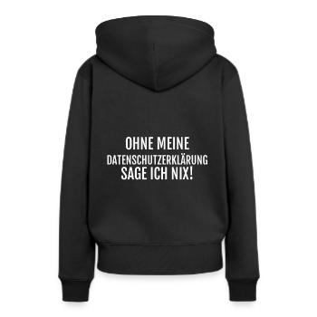 Datenschutz DSGVO Spruch - Ich sage nix! - Frauen Premium Bio Hoodie - Schwarz - Hinten - Julia (174cm)