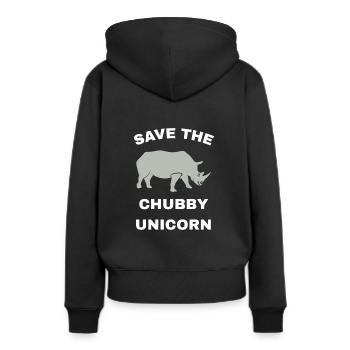 Speichern Sie das mollige Einhorn - Frauen Premium Bio Hoodie - Schwarz - Hinten - Julia (174cm)