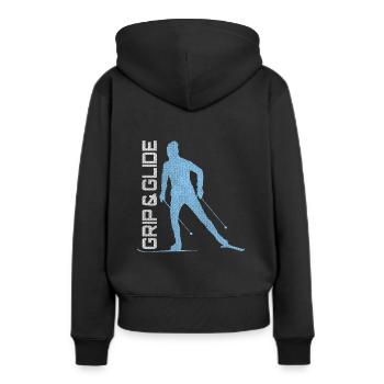 Grip & Glide - Sweat à capuche Premium bio Femme - noir - Dos - Julia (174cm)