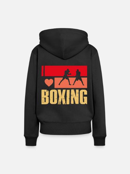 Ich liebe Boxen - Frauen Premium Bio Hoodie - Schwarz