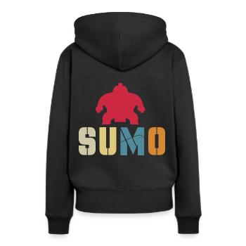 Sumo - Frauen Premium Bio Hoodie - Schwarz - Hinten - Julia (174cm)