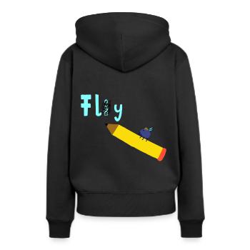 Fliege flieg - Frauen Premium Bio Hoodie - Schwarz - Hinten - Julia (174cm)