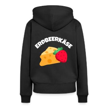 Erdbeerkaese w - Frauen Premium Bio Hoodie - Schwarz - Hinten - Julia (174cm)