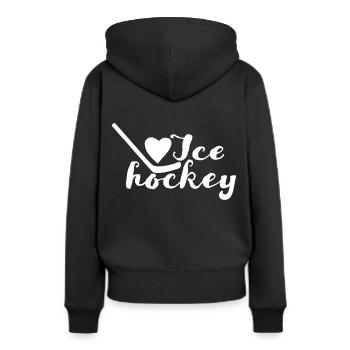 I love Ice hockey - Frauen Premium Bio Hoodie - Schwarz - Hinten - Julia (174cm)