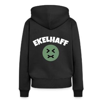 Frauen Tausch Ekelhaff Nadine w - Frauen Premium Bio Hoodie - Schwarz - Hinten - Julia (174cm)