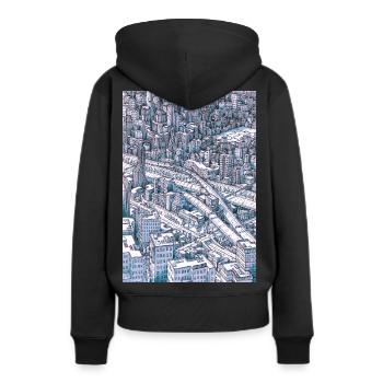 Central Park NYC - Sweat à capuche Premium bio Femme - noir - Dos - Julia (174cm)